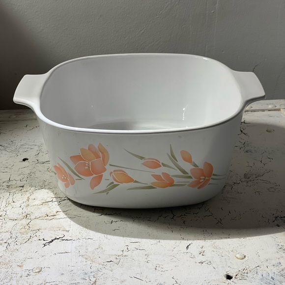 1 Corning Ware 3 Qt Peach Floral Casserole Pan - Picture 3 of 10